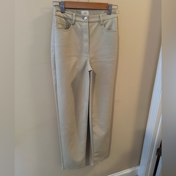 Artizia Wilfred Melina Pant faux leather light beige pant size 2 - Picture 3 of 11